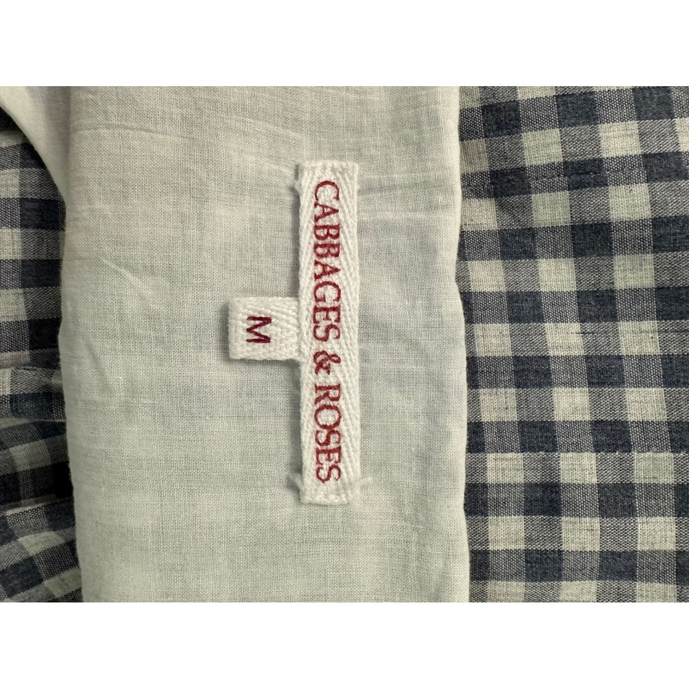 Cabbages & Roses Womens Blue Gingham Cotton Pleated Midi Dress Size Medium - Picture 7 of 7